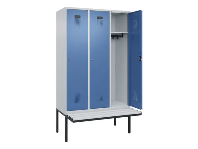 locker met bank,HxBxD 2120x1200x815mm,3vak,vak B 400mm,cilinderslot