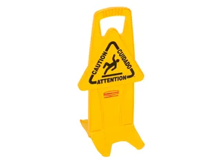 Waarschuwingsbord Meertalig Dubbelzijdig Geel 66cm Caution Wet Floor - 1