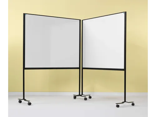 Verrijdbaar Whiteboard Workboard 120x150cm Gelakt Staal zwart profiel