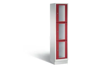 Lockerkast 1800x420x500mm 1x3 vakken Cilinderslot, Sokkel, RAL3003 - 2