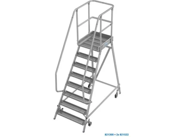 escalier mobile,roulant,estrade H 1,95m,8marches a. revêtement R13,al