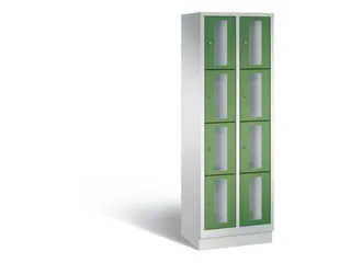 Lockerkast 1800x610x500mm 2x4 vakken Cilinderslot, Sokkel, RAL6011 - 2