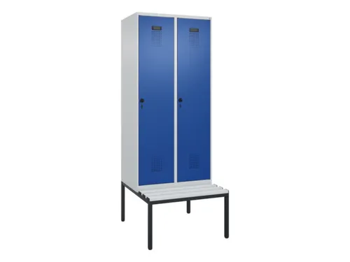 locker met bank,HxBxD 2120x800x815mm,2vak,vak B 400mm,draaigrendel