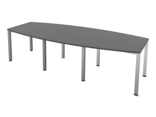 vergadertafel,HxBxD 740x2800x1200mm,vatvormig,MS-donkergrijs