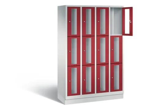 Lockerkast 1800x1190x500mm 4x3 vakken Cilinderslot, Sokkel, RAL3003