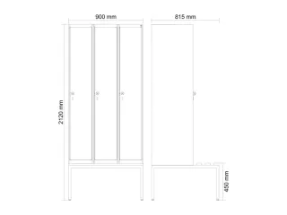 locker met bank,HxBxD 2120x900x815mm,3vak,vak B 300mm,cilinderslot - 3