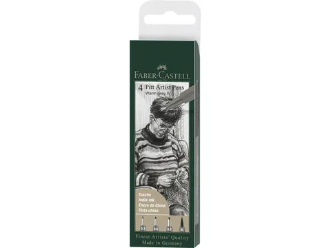 Tekenstift Pitt Artist Pen etui 4stuks 273 warm grijs IV S, F, M, B