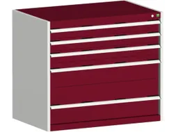 ladekast HxBxD 900x1050x650mm 5 laden romp Ral7035 front Ral3004 staal