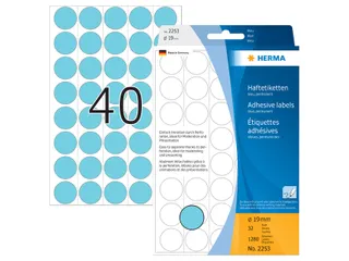 HERMA 2253 Multipurpose etiketten Rond 19mm Blauw 1280 stuks - 1