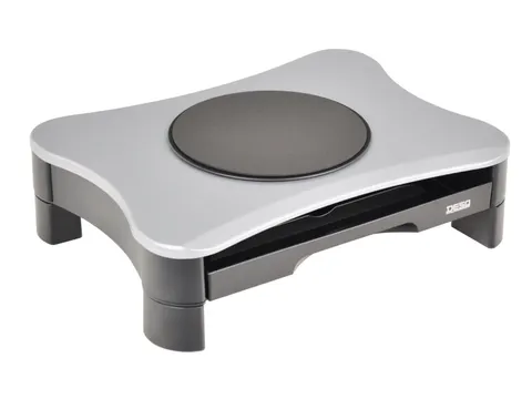 Monitorverhoger 2 Hoogte Standen 2 Lades Draaiplateau Zilver/Zwart