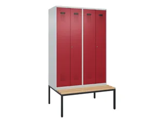 locker met bank,voor scheiding van kleding,HxBxD 2120x1200x815mm,4vak - 2