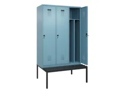 locker met bank,voor scheiding van kleding,HxBxD 2120x1200x815mm,3vak