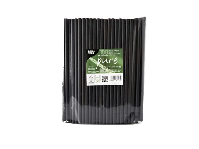 Drinkrietje Papstar 250mm papier zwart 100 stuks