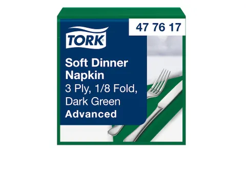 Tork 477617 Soft Dinnerservet Advanced Donkergroen 39x39cm 1/8 vouw