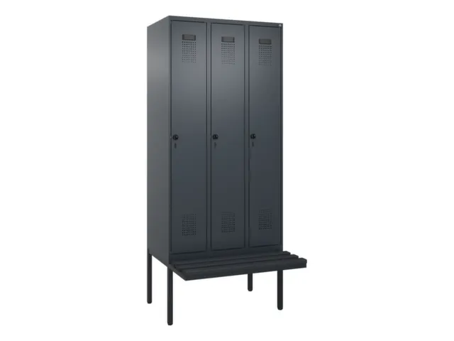 locker met bank,voor scheiding van kleding,HxBxD 2120x900x815mm,3vak