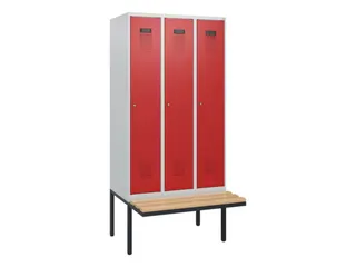 locker met bank,HxBxD 1950x900x815mm,3vak,vak B 300mm,cilinderslot - 2