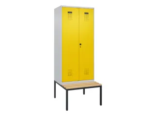 PBM-locker met bank,HxBxD 2120x800x815mm,2vak,vak B 400mm,draaigrendel - 2