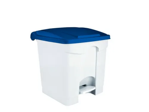 Contitop,afvalbak met pedaal 30L wit/blauw