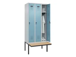 locker met bank,HxBxD 2120x900x815mm,3vak,vak B 300mm,draaigrendel