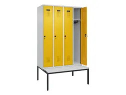 locker met bank,HxBxD 2120x1200x815mm,4vak,vak B 300mm,draaigrendel