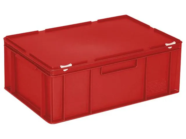 Euronorm Stapelkrat Hxlxb 230X600X400Mm 43L Met Deksel Rood