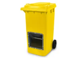 verrijdbare zoutbak,240l,HxBxD 1075x580x730mm,HDPE,geel,deksel geel