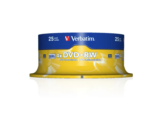 DVD+RW 4.7GB 4x Matzilver 25 Stuks