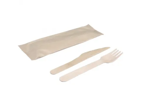 Biodore bestekset mes & vork, hout, naturel, 4x100 stuks