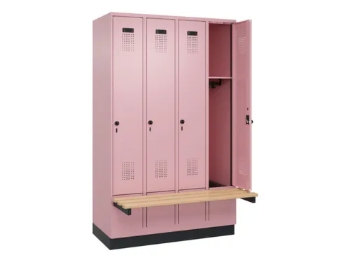 locker met bank,HxBxD 1950x1200x815mm,4vak,vak B 300mm,draaigrendel