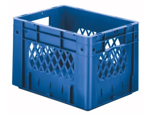 Euronorm Stapelkrat Blauw 270x400x300mm 23.3l Opengewerkt/Bodem Gesl.
