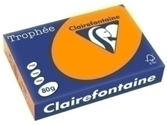 Papel De Color A4 Clairefontaine Trophee 80G 500H Vivo Naranja