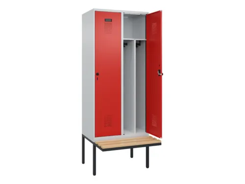 locker met bank,voor scheiding van kleding,HxBxD 2120x800x815mm,2vak