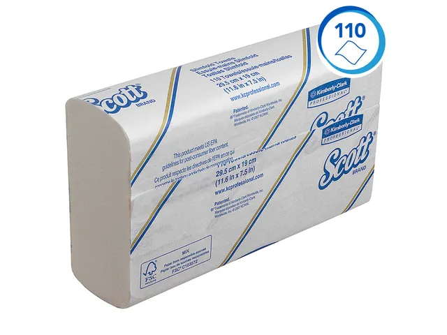 Handdoek Scott Slimfold m-vouw 1-laags 19x29,5cm wit 16x110stuks 5856