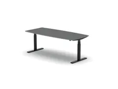 Elektrisch ihv Vergadertafel Vatvorm 2000x800mm Zwart+Donkergrijs Blad