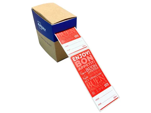 Etiket Avery sluitzegel met breukindicatie rood 40x95mm 250 stuks