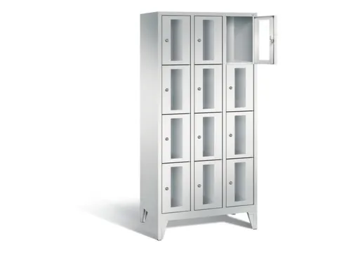 Lockerkast 1850x900x500mm 3x4 vakken Cilinderslot Poten, RAL7035