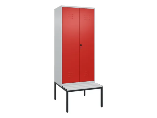 PBM-locker met bank,HxBxD 2120x800x815mm,2vak,vak B 400mm,draaigrendel