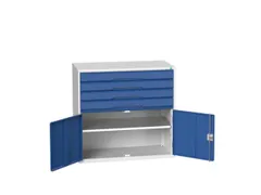 ladekast 1000x1050x550mm 4laden uittrekbaar 2deuren RAL7035 RAL5010