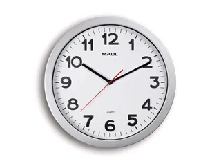 Wandklok MAULstep Quartz Ø35x5cm kunststof zilver/wit incl. batterij - 1