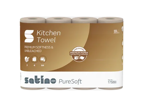 Keukenrol Satino 175891 PureSoft 3laags 4x64 vel naturel
