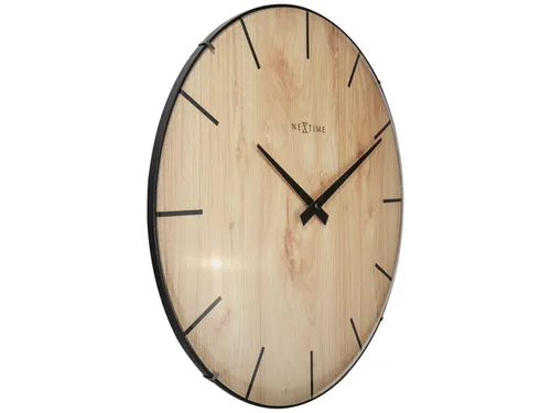 Wandklok Nextime Edge-Wood-Dome dia 35cm kunststof licht bruin streep