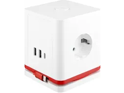 IOIO Stekkerdoos Kubus SW1000 3-voudig + 3x USB Wit