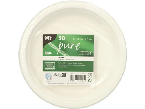 Papstar "Pure" Borden van suikerriet Rond 18cm Wit 50 stuks