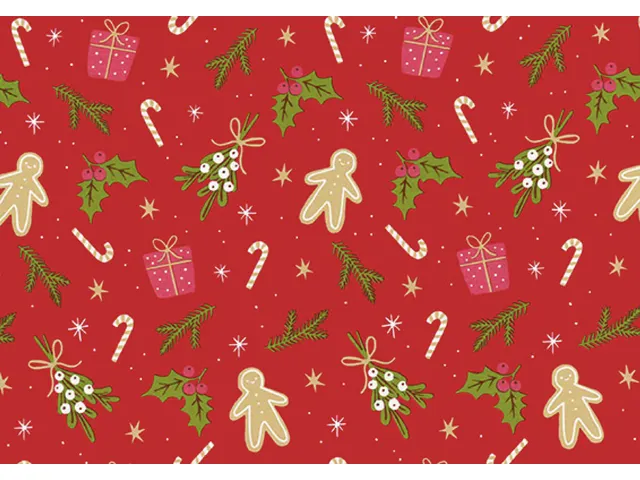 Rotolux Apparaatrol Gingerbreadman rood 200mx50cm inpakpapier