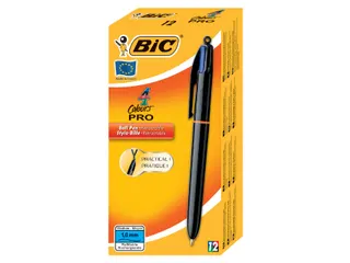 Balpen Bic 4kleuren Pro met ring medium zwart - 2
