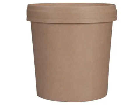 Soepbeker Karton met PP 300ml_ 12oz incl. deksel pak 25 Stuks