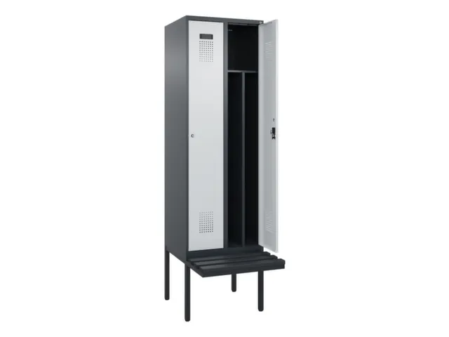 locker met bank,voor scheiding van kleding,HxBxD 2120x600x815mm,2vak