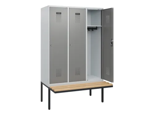 locker met bank,HxBxD 1950x1200x815mm,3vak,vak B 400mm,cilinderslot