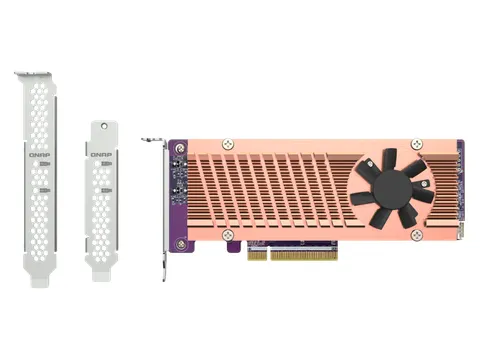 QNAP QM2-2P-384A, PCIe, M.2, PCIe 3.0, Bruin, Grijs, NAS / Storage ser