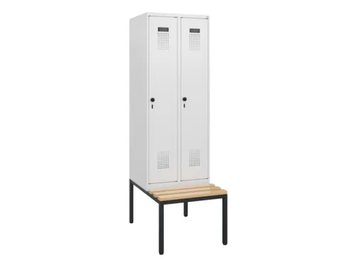 locker met bank,HxBxD 1950x600x815mm,2vak,vak B 300mm,draaigrendel